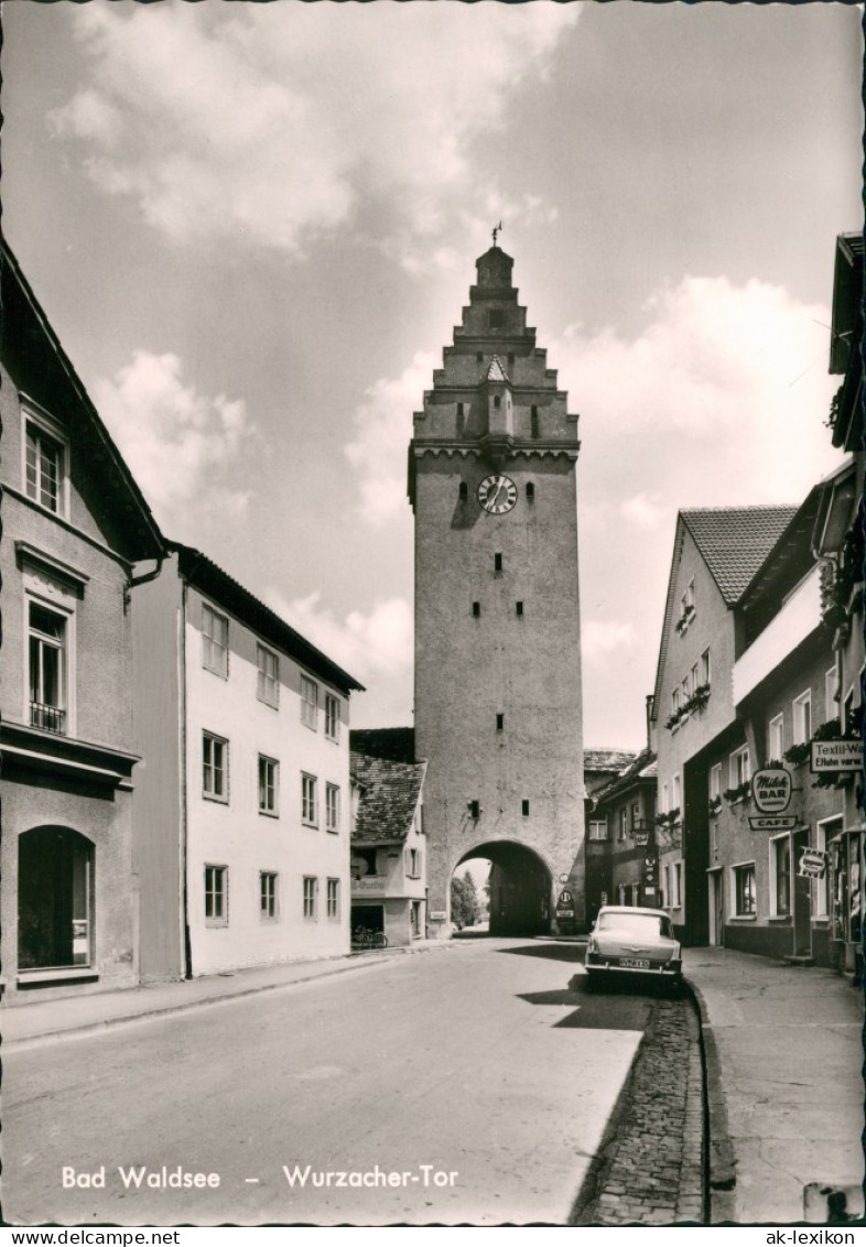 Ansichtskarte Bad Waldsee Straße, Auto - Gasthaus Wurzacher Turm 1961 - Bad Waldsee