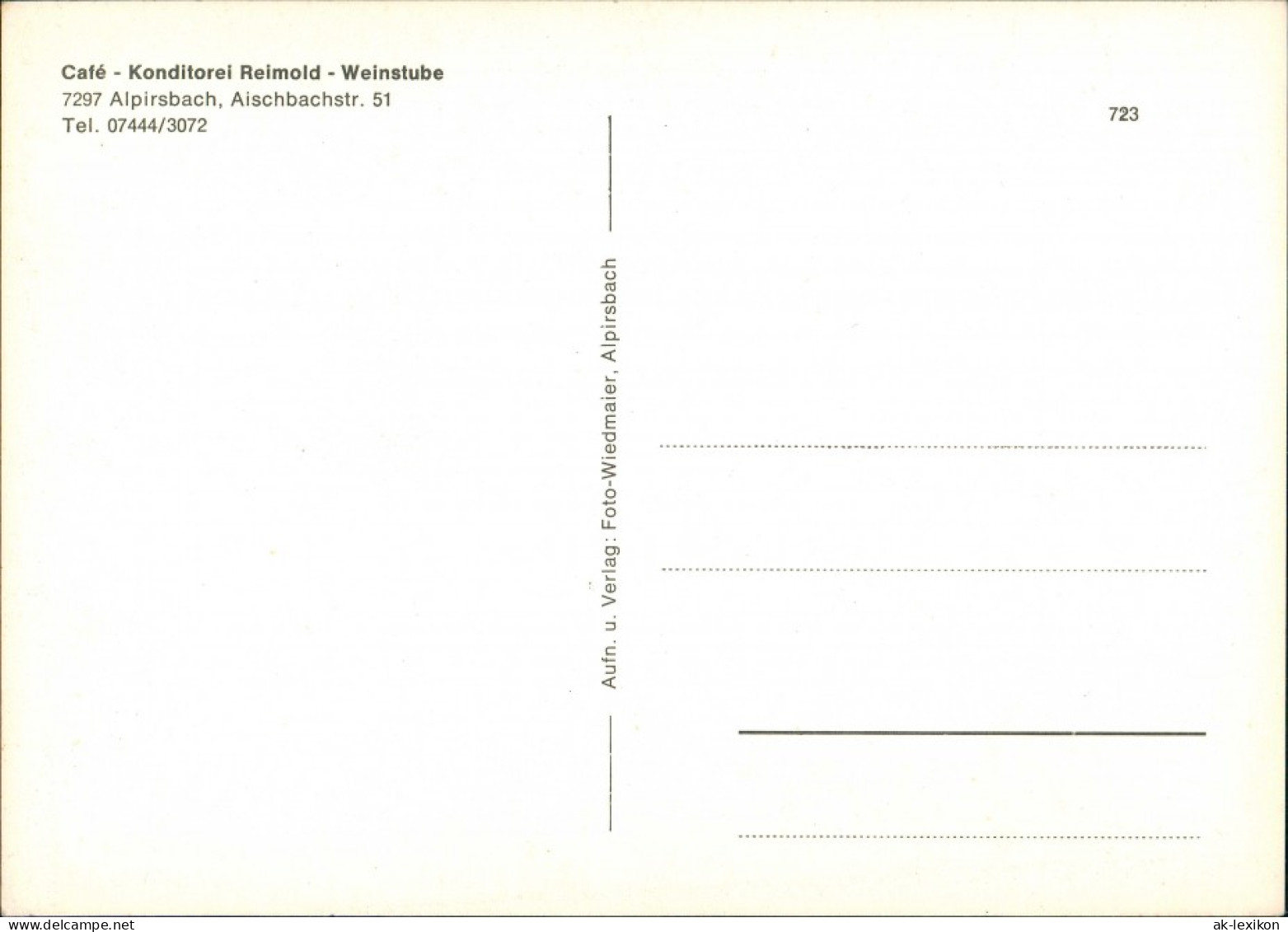 Alpirsbach Café Konditorei Weinstube REIMOLD Aischbachstrasse 1970 - Alpirsbach