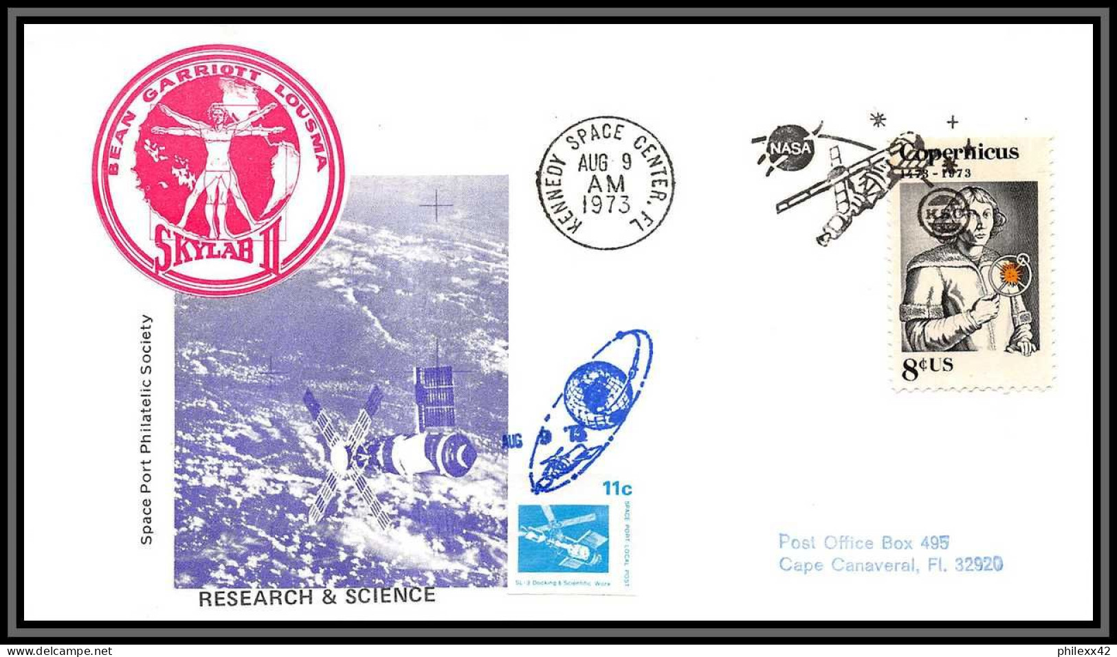 2242 Espace Space Lettre (cover Briefe) USA Skylab 3 Sl-3 Research An Science 9/8/1973 Copernicus Copernic Copernico - Etats-Unis