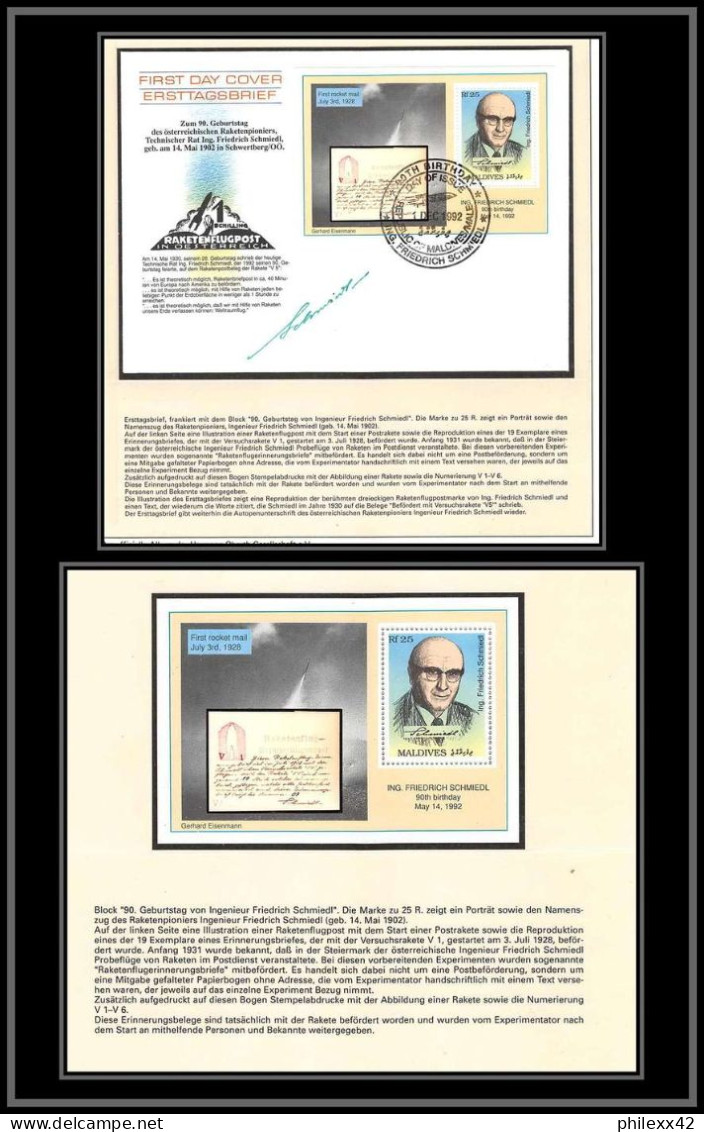 2200X Espace (space Raumfahrt) Signé (signed Autograph) Lettre Cover Maldives 1/12/1992 Friedrich Schmiedl Fdc + Mnh ** - Estados Unidos