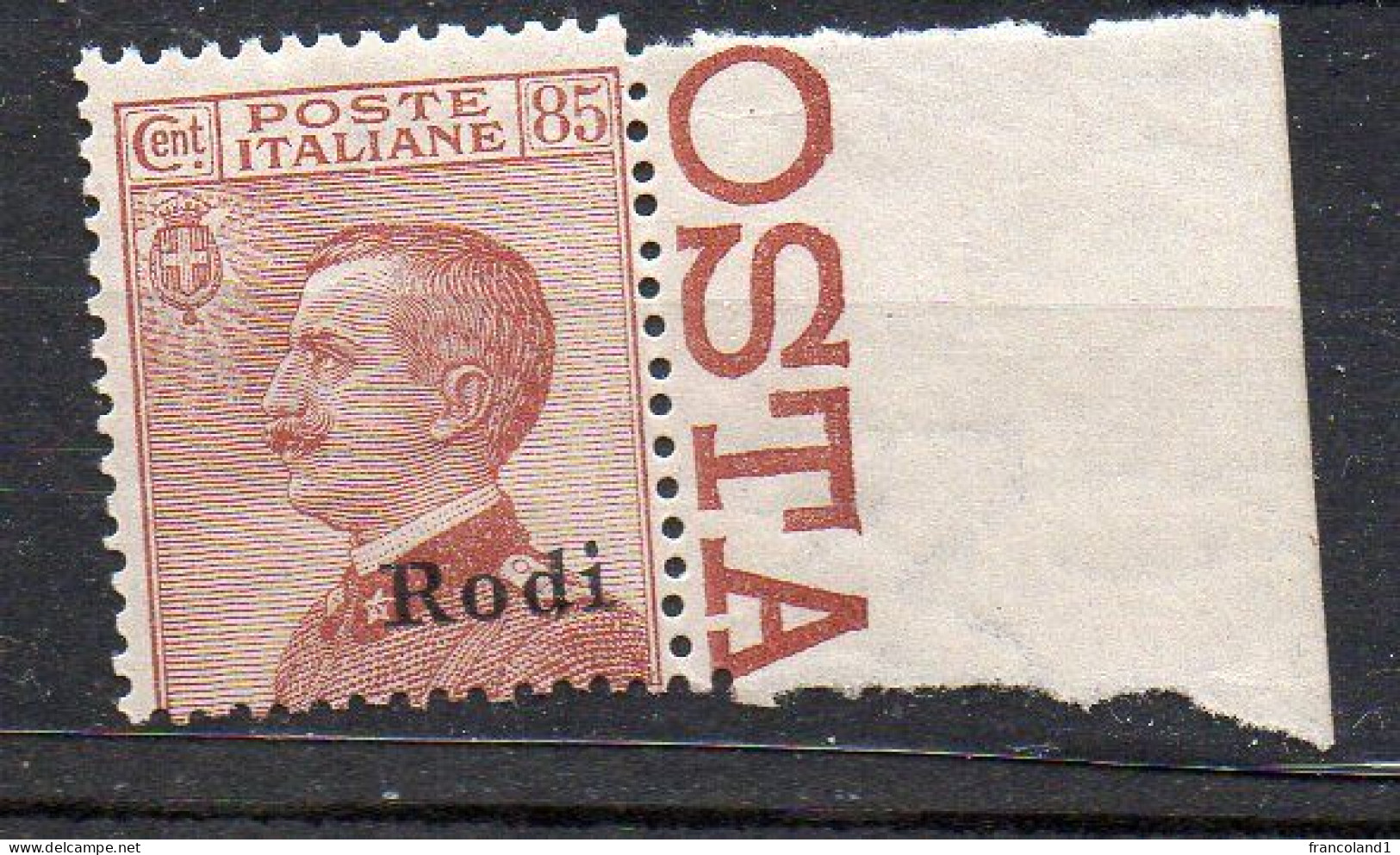 Rodi 1922/23 - 85 Cent  N. 13 Integro MNH** Sassone 400 Euro - Egeo (Rodi)