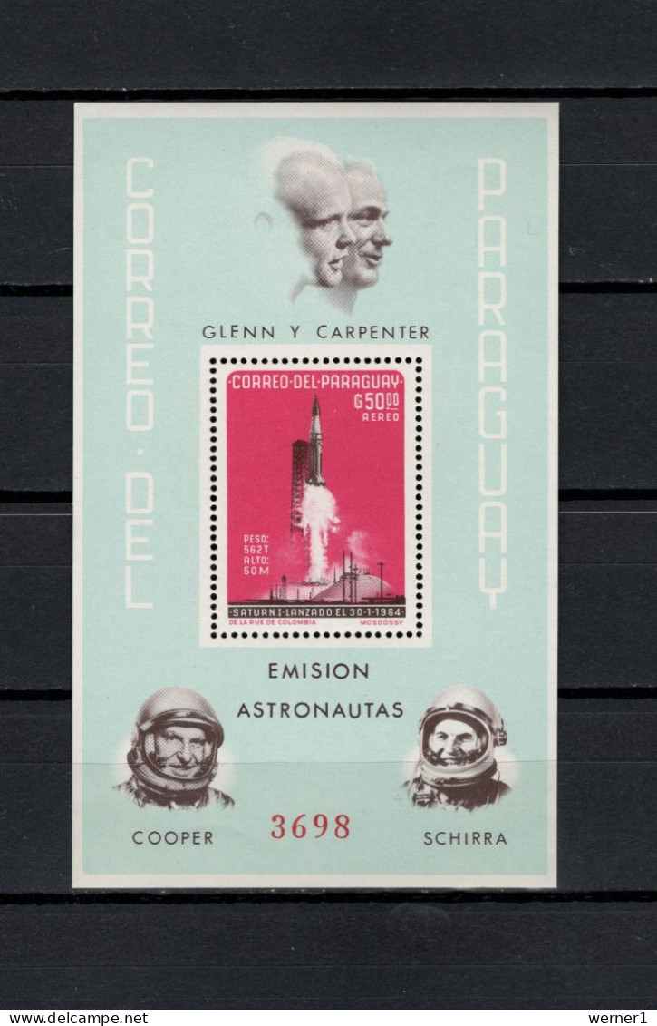 Paraguay 1964 Space, Glenn & Carpenter S/s MNH - Sud America