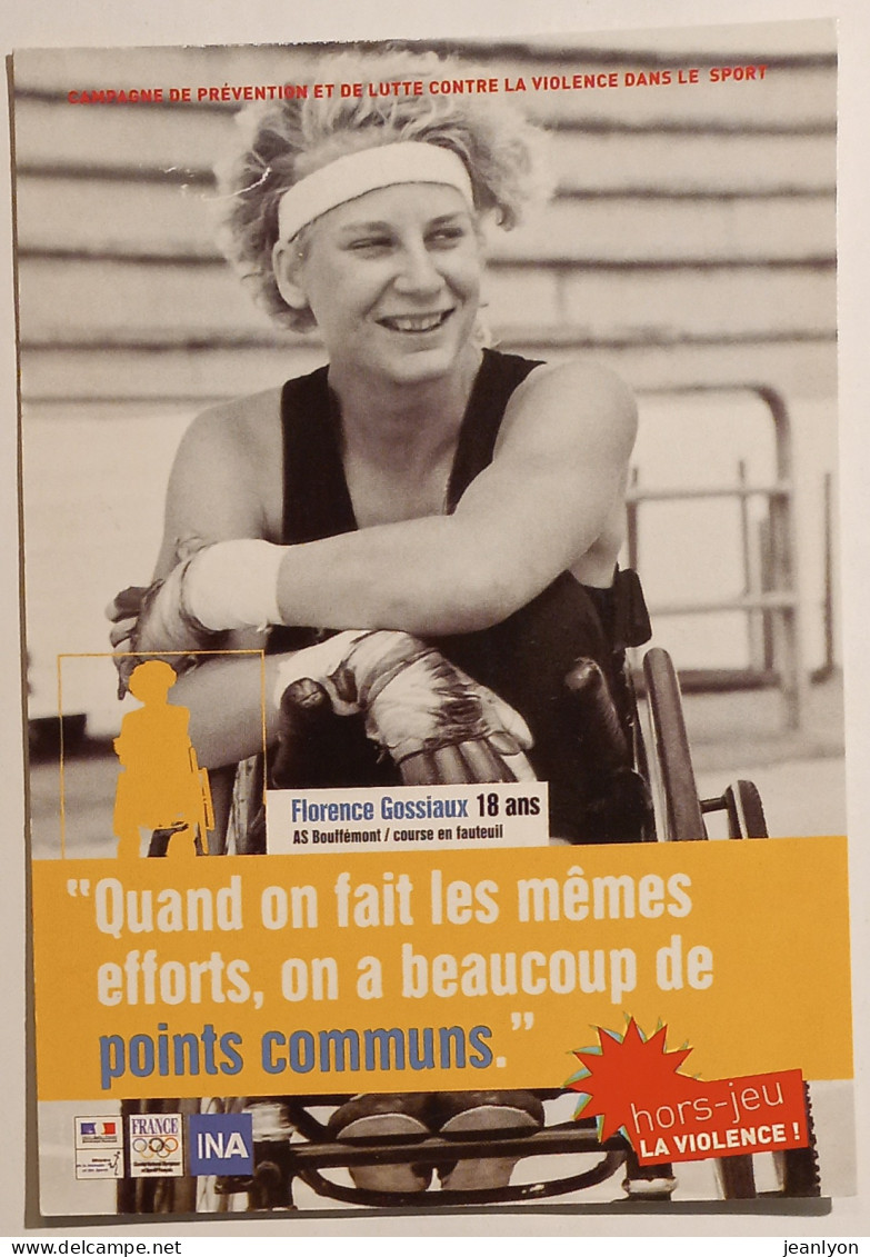 HANDISPORT - Course En Fauteuil / Fauteuil Roulant - Hors Jeu La Violence - Carte Publicitaire - Handisport