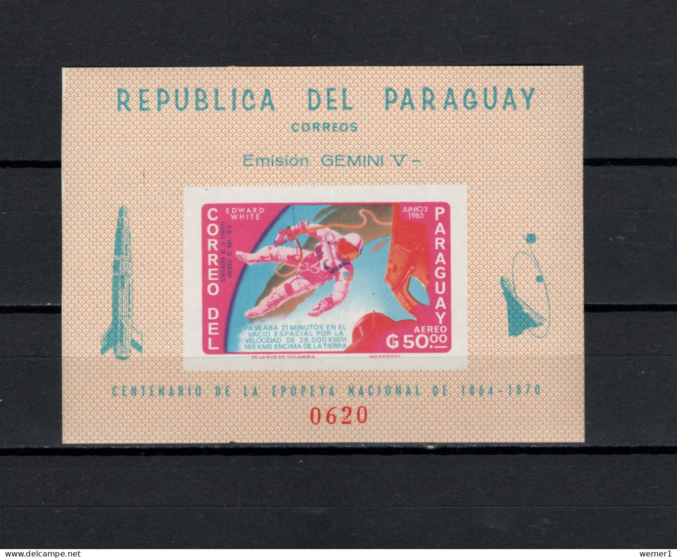 Paraguay 1966 Space, Edward White S/s Imperf. MNH - Südamerika