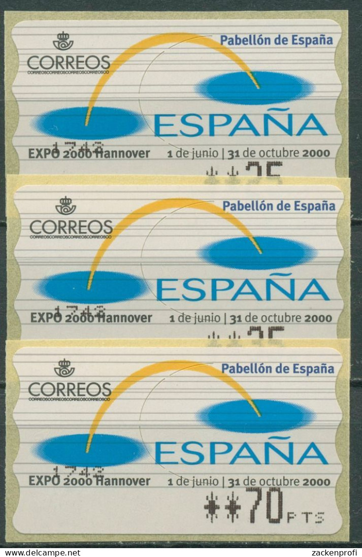 Spanien 2000 Automatenmarken EXPO Hannover 3 Wertstufen ATM 43 Postfrisch - Nuevos