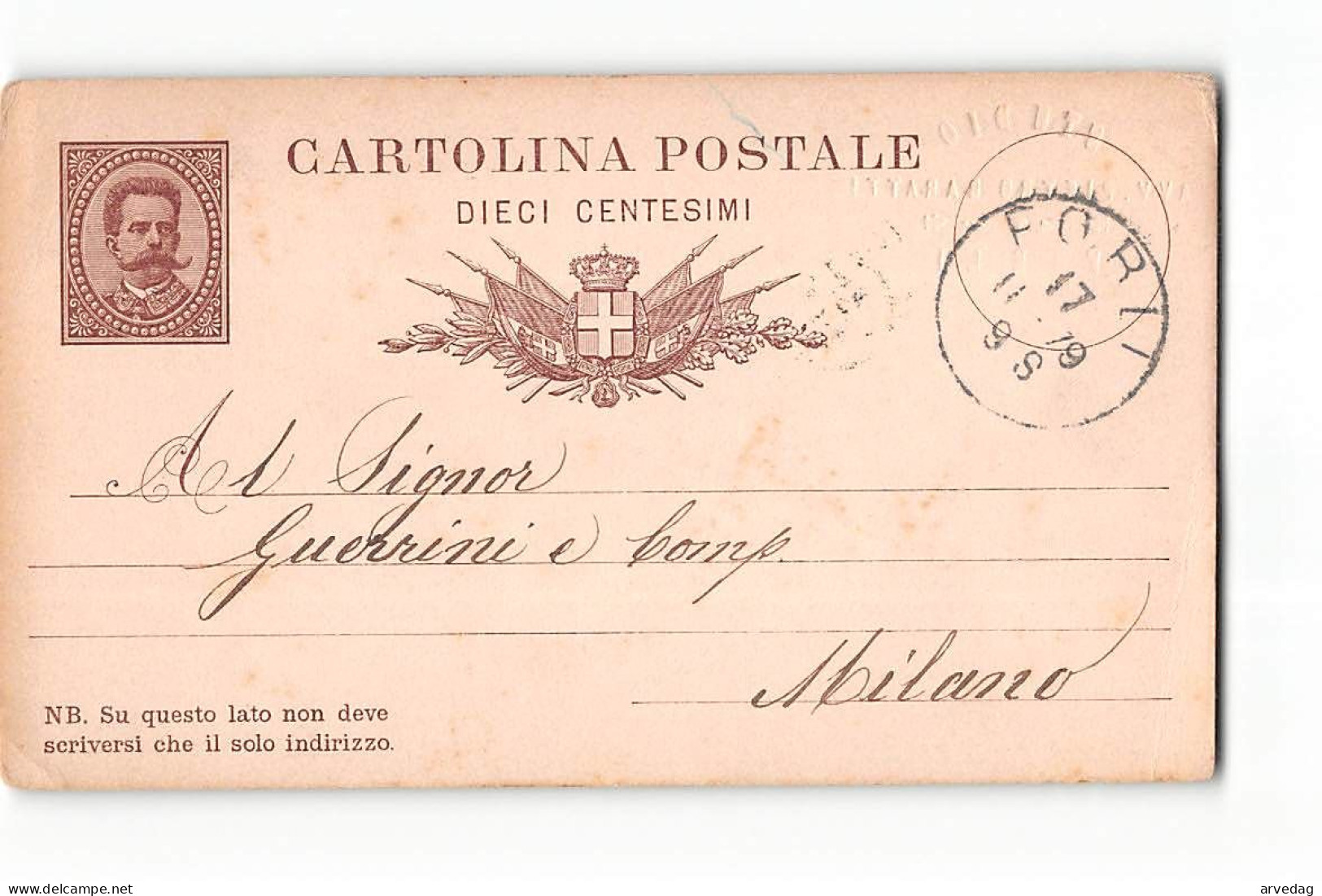 16230 01  CARTOLINA POSTALE STUDIO AVVOCATO BARATTI X MILANO - 1879 - Ganzsachen