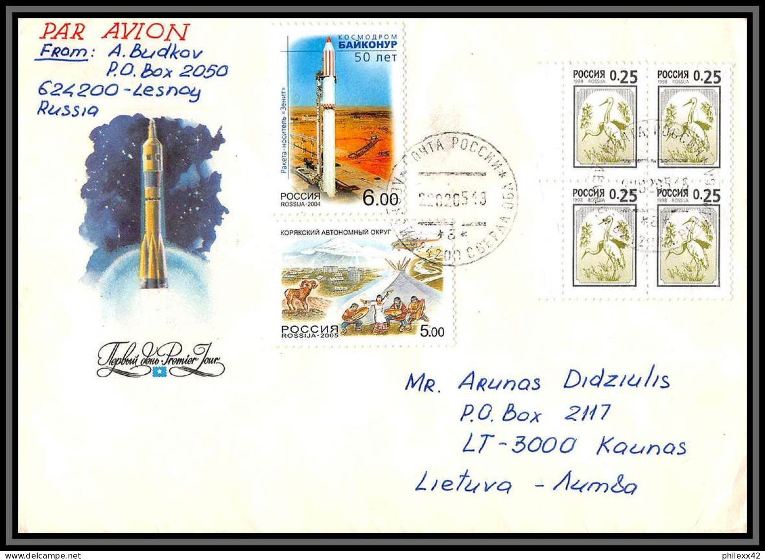 3093 Espace (space Raumfahrt) Lettre (cover Briefe) Russie (Russia) 22/2/2005 Fdc  - Russia & USSR