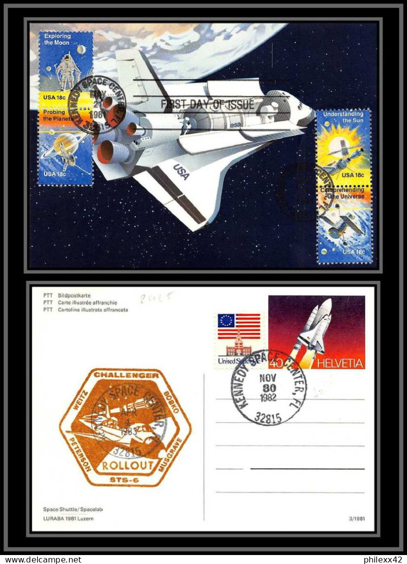 2925 Espace (space) Carte Maximum (card) Suisse (Swiss) / Usa Sts-6 Shuttle (navette) Challenger 2 Cartes 21/5/1981 - Europe