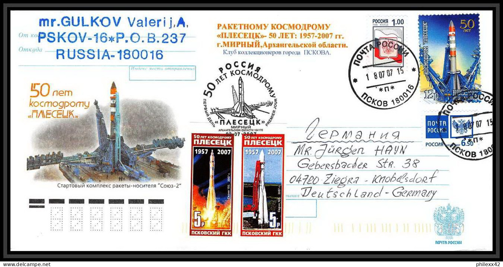 2810 Espace (space Raumfahrt) Lettre (cover Briefe) Russie (Russia) Tirage Numéroté 40 Ex Pskov Mir Iss Rocket 22/7/2007 - Rusia & URSS