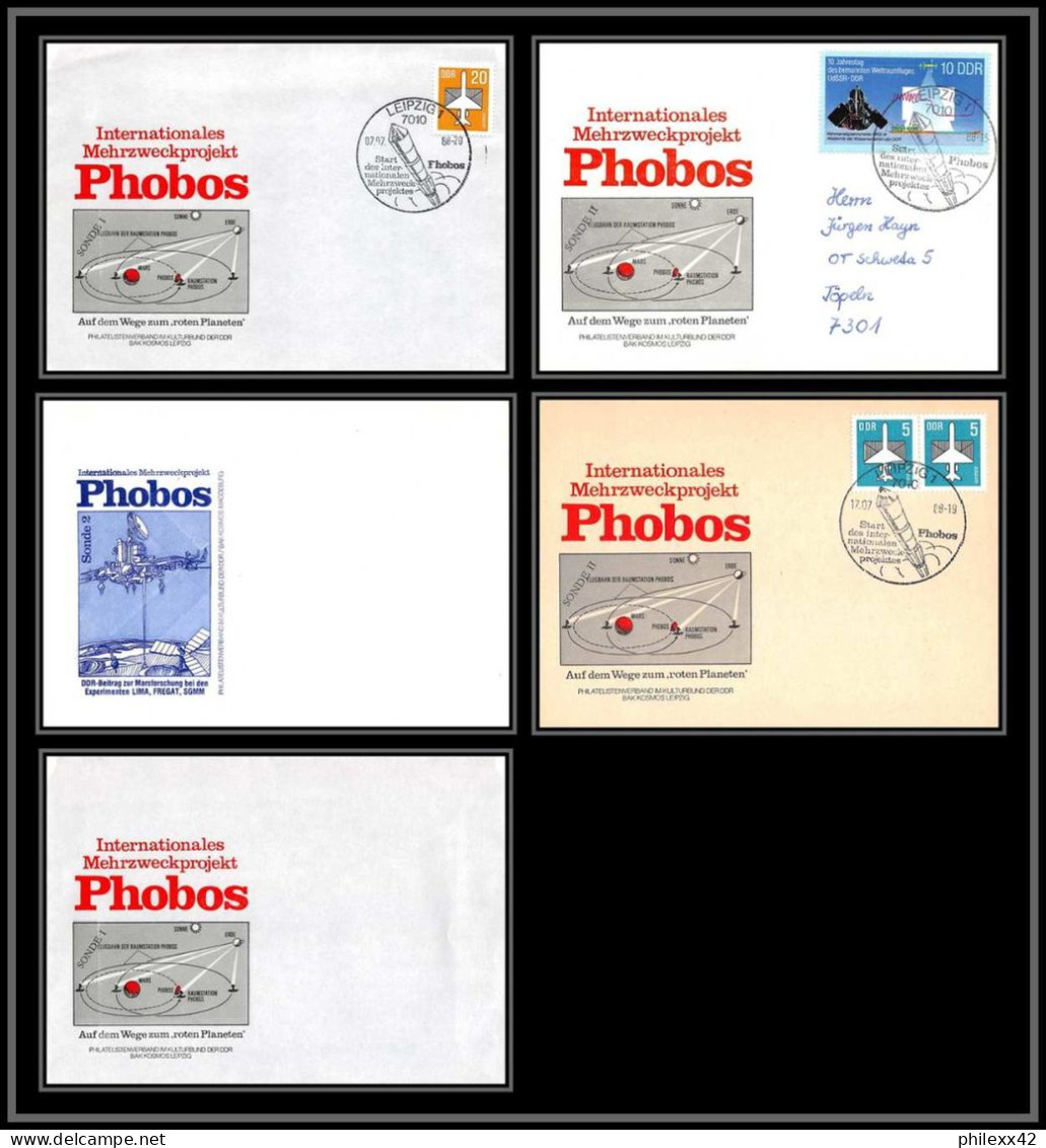 2852 Espace (space Raumfahrt) Lot De 5 Lettre (cover) Allemagne (germany DDR) Phobos Probe Satellite1988 5 Lettres - Europe