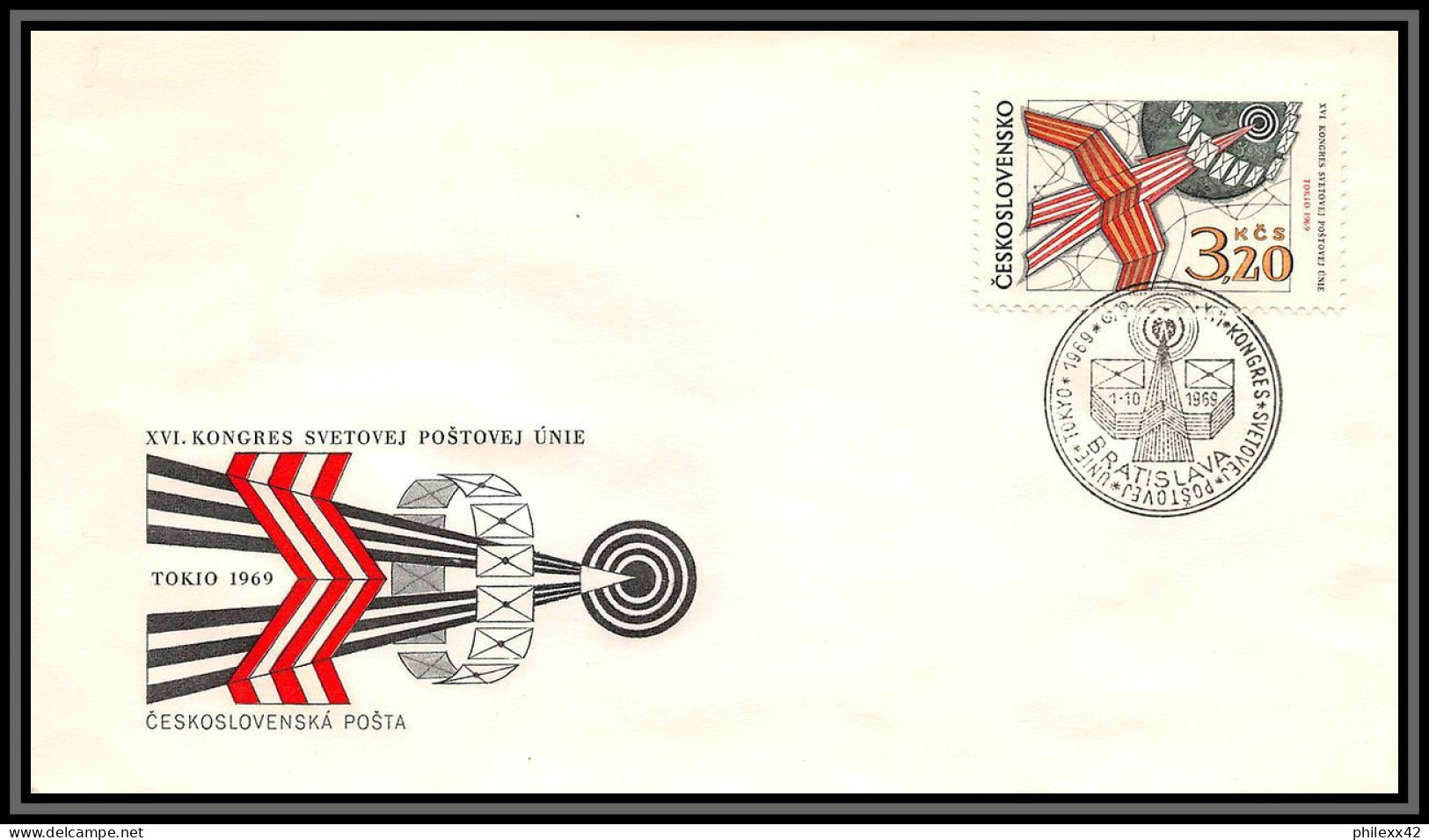 2469 Espace (space Raumfahrt) Lettre (cover Briefe) Tchécoslovaquie (Czechoslovakia) Fdc 1749 Tokyo 1969 United Nations - Europe