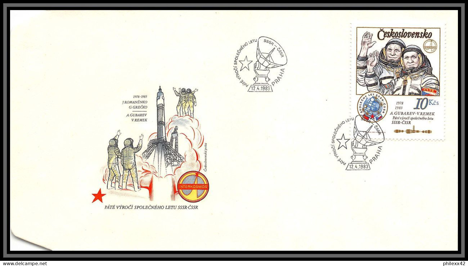 2480 Espace (space Raumfahrt) Lettre (cover) Tchécoslovaquie (Czechoslovakia) Bloc 46 Fdc Intercosmos 1979 - Europe