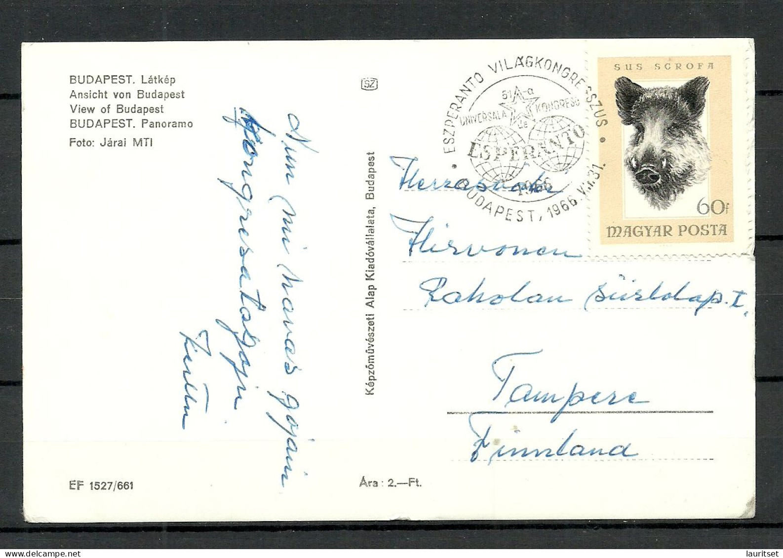 UNGARN HUNGARY 1966 Budapest, Used, To Finland, Esperanto Special Cancel Sonderstempel Bridge Brücke - Brücken