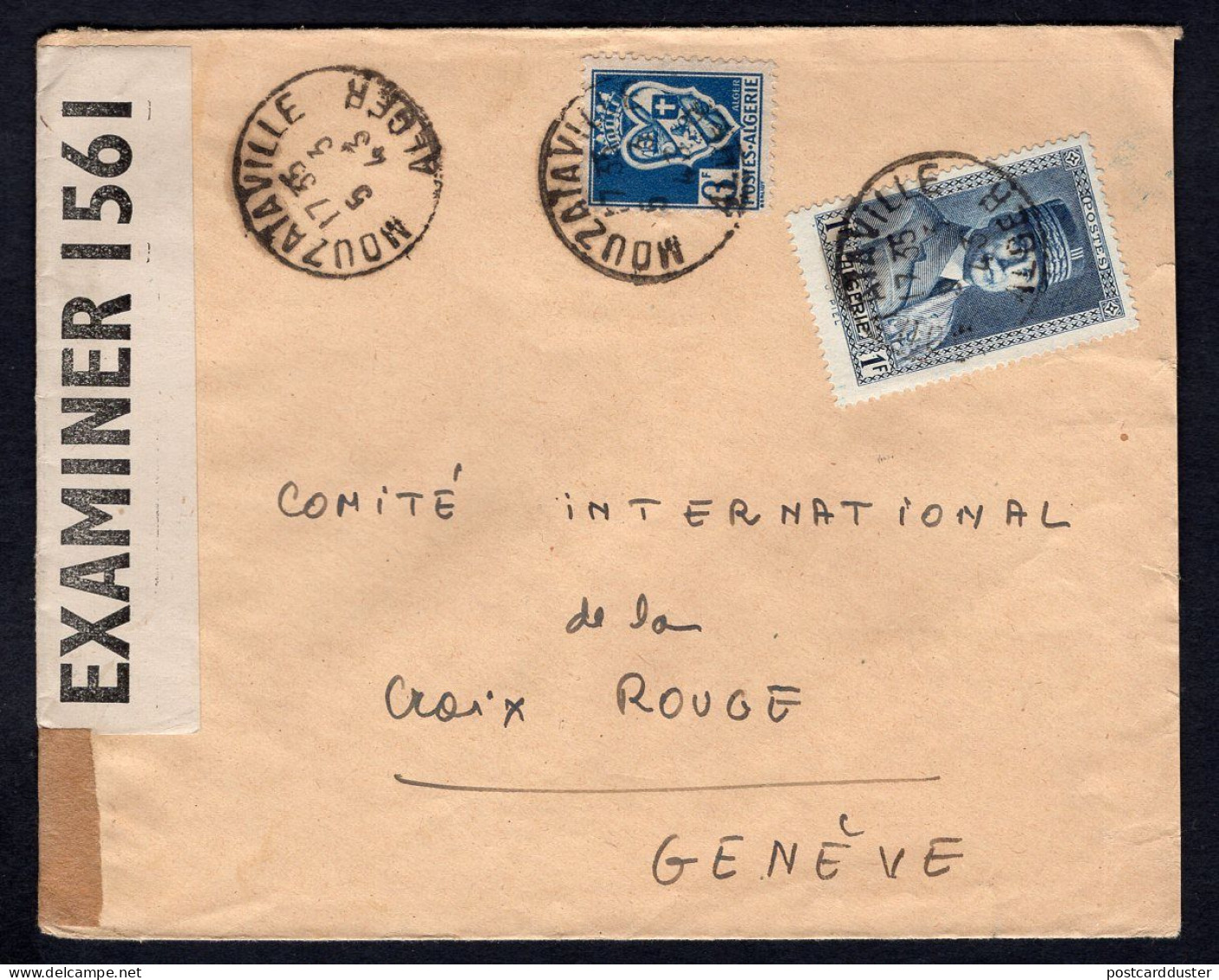 FRENCH ALGERIA Mouzaïaville 1943 Censored Cover To Switzerland (p4099) - Covers & Documents