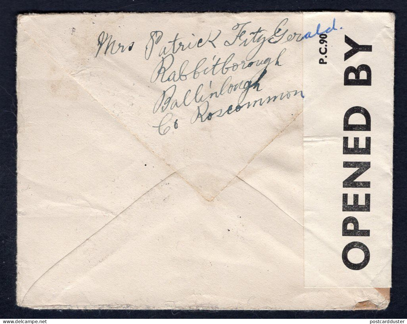 IRELAND 1943 Censored Cover To USA (p2841) - Brieven En Documenten
