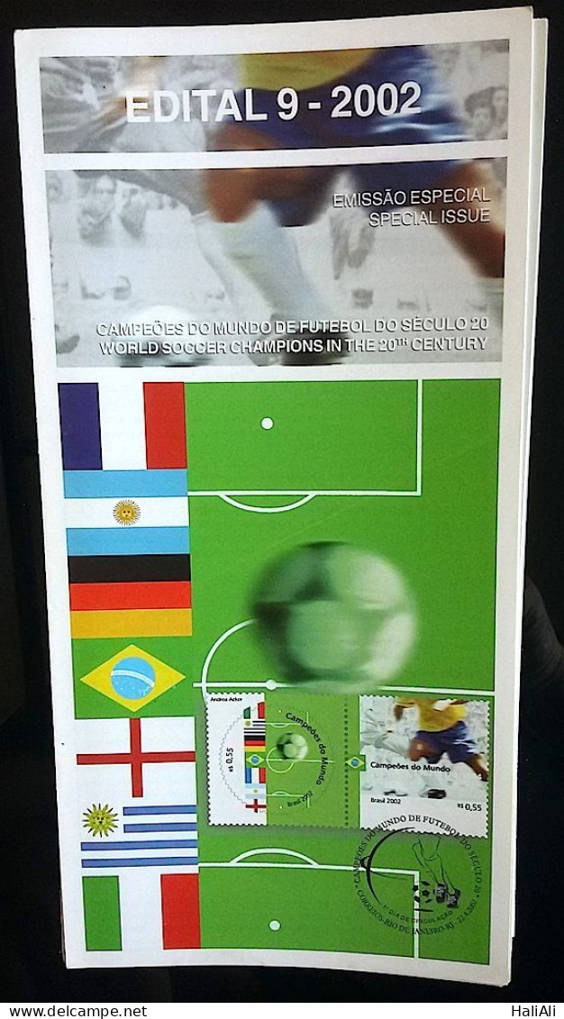 Brochure Brazil Edital 2002 09 World Football Champions Germany Argentina France Without Stamp - Covers & Documents