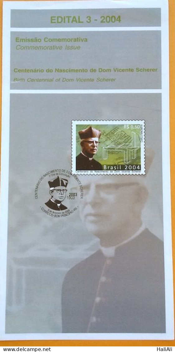 Brochure Brazil Edital 2004 03 Dom Vicente Scherer Religião Without Stamp - Covers & Documents