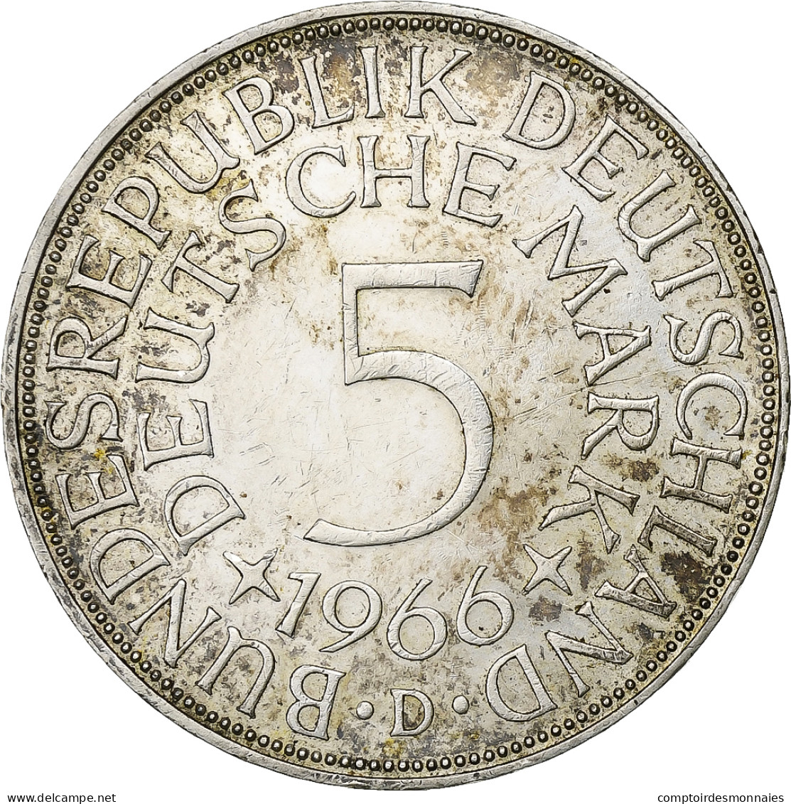 République Fédérale Allemande, 5 Mark, 1966, Munich, Argent, SUP, KM:112.1 - 5 Mark