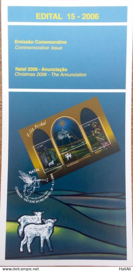 Brochure Brazil Edital 2006 15 Christmas Annunciation Religion Sheep Without Stamp - Covers & Documents