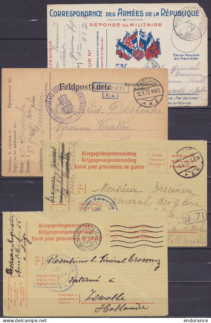 Lot De 26 Courrier Kriegsgefangenen Pour Et De Prisonniers De Guerre Belges De LÜTTICH, BRÜSSEL, 's GRAVENHAGUE, GÜNSTRO - Prisonniers