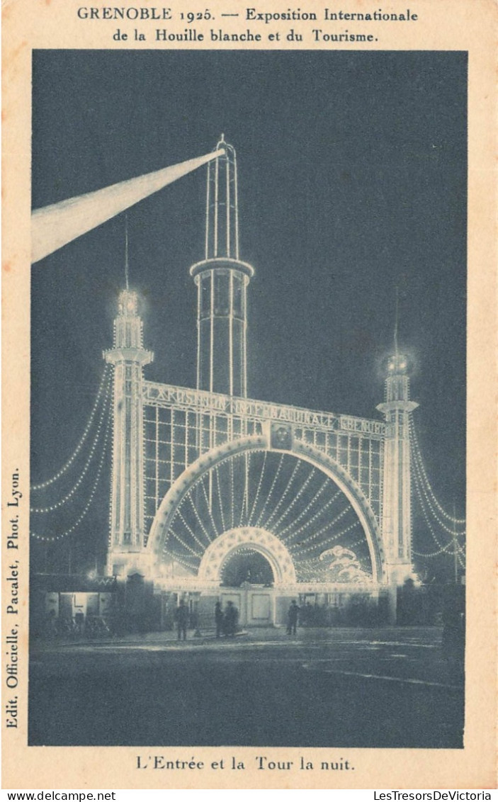 FRANCE - Grenoble - Vue Sur L'entrée Et La Tour La Nuit - Animé - Exposition Internationale - Carte Postale Ancienne - Grenoble