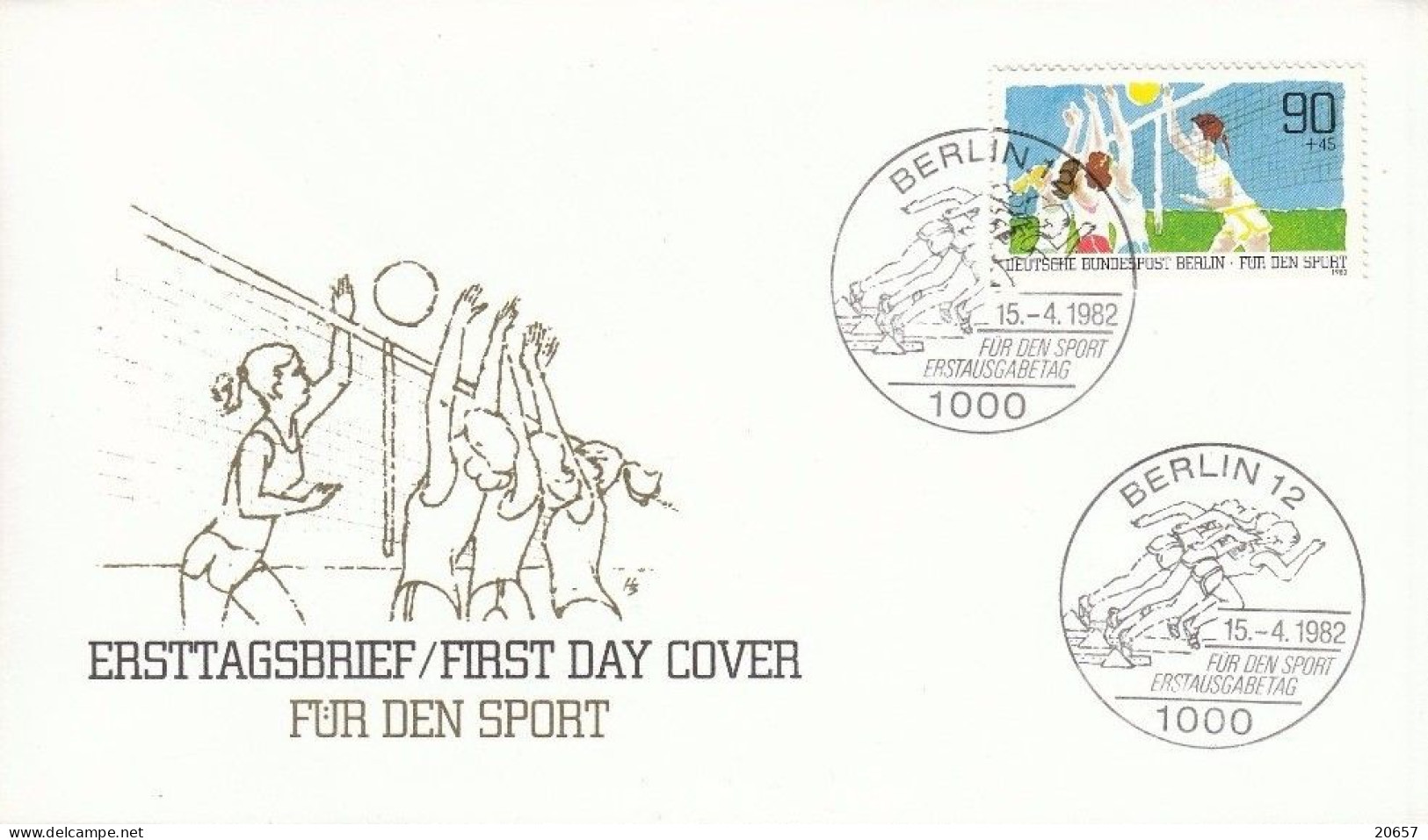 Allemagne Deutschland Berlin 626 Fdc Pour Le Sport, Volley-ball, Athlétisme 1982 - Volley-Ball