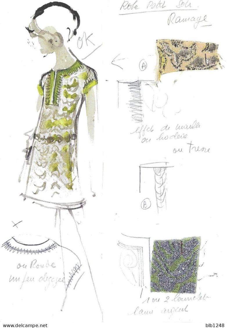 Dessin De Mode Croquis Pour PIERRE BALMAIN Modèle Petit Soir 1960 Dessin - Andere & Zonder Classificatie