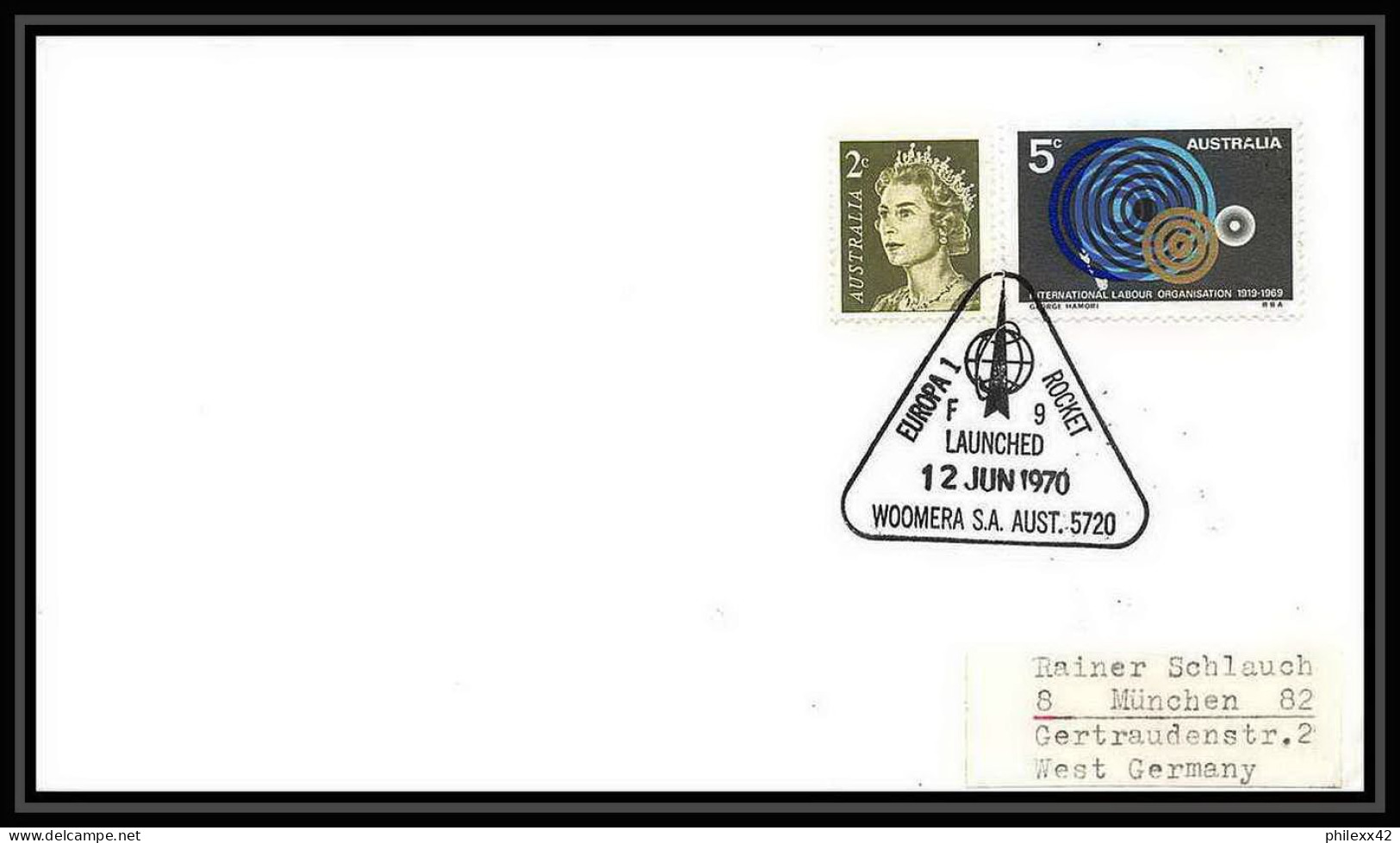 5730/ Espace (space) Lettre (cover) 12/6/1970 Europa 1 Rocket Launched Australie (australia) - Oceanía