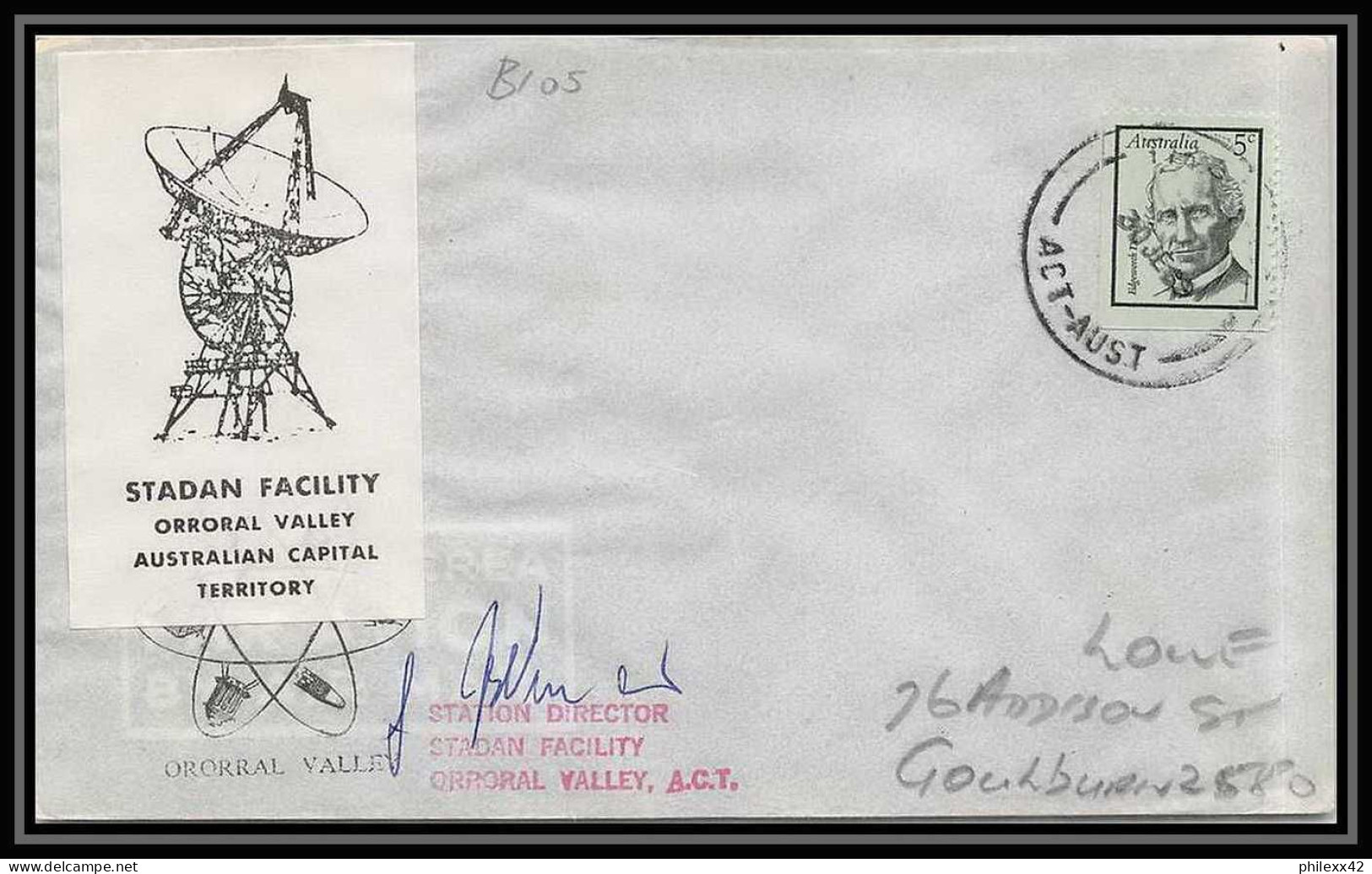 5419/ Espace (space) Lettre (cover) 30/3/1969 (signed Autograph) Stadan Facility Orroral Valley Australie (australia) - Ozeanien