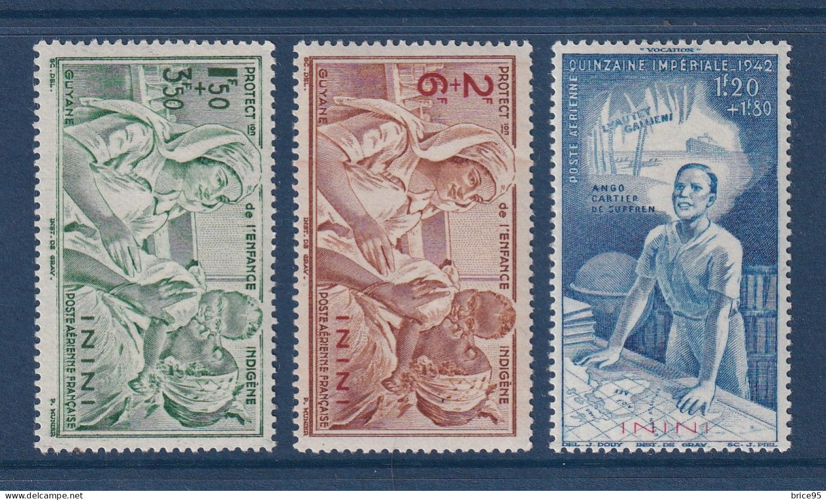 Inini - Poste Aérienne - YT PA N° 1 à 3 * - Neuf Avec Infime Charnière - 1942 - Unused Stamps