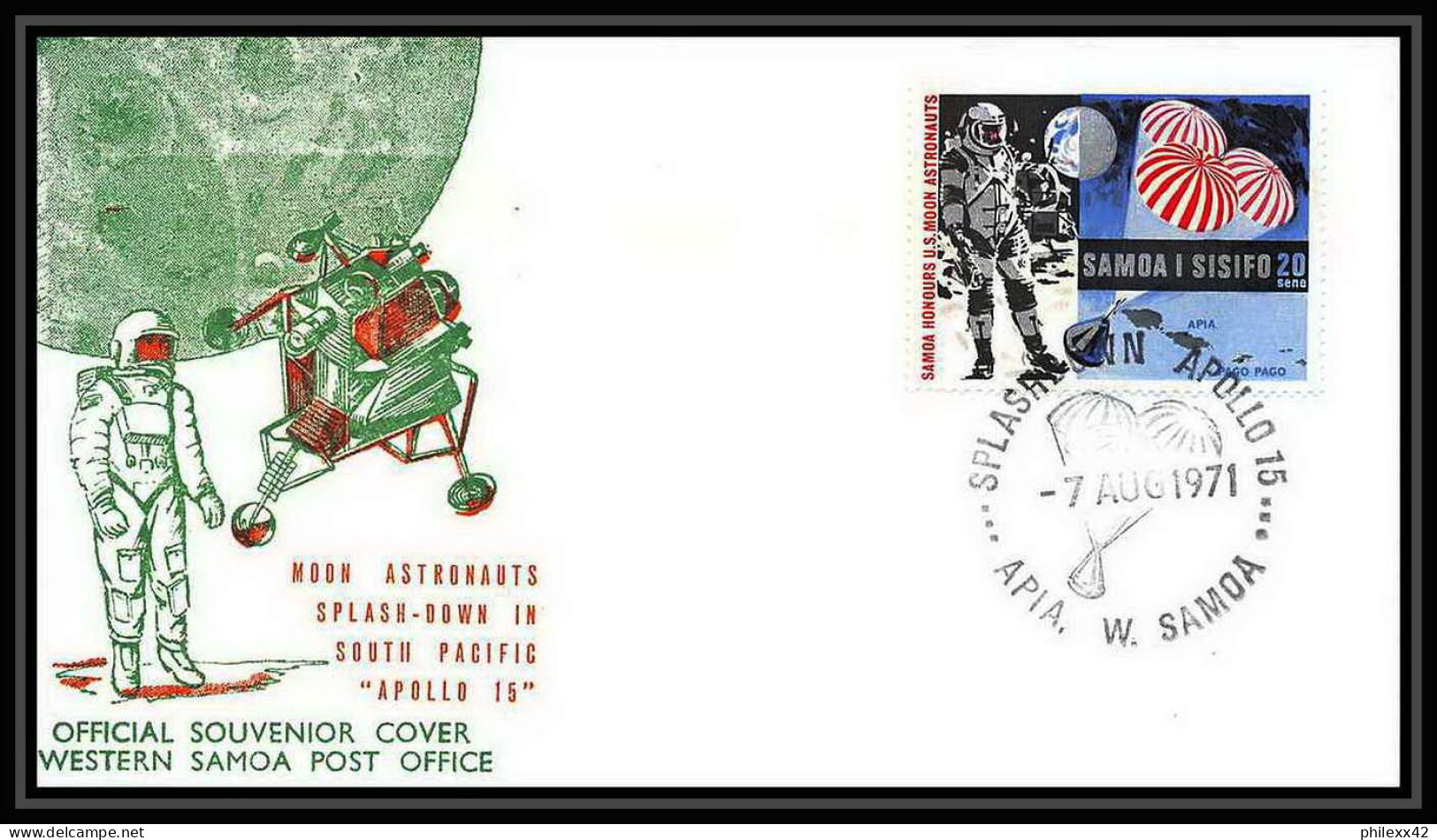 6175/ Espace (space Raumfahrt) Lettre (cover Briefe) 7/8/1971 Apollo 15 Splashdown Samoa  - Oceanía