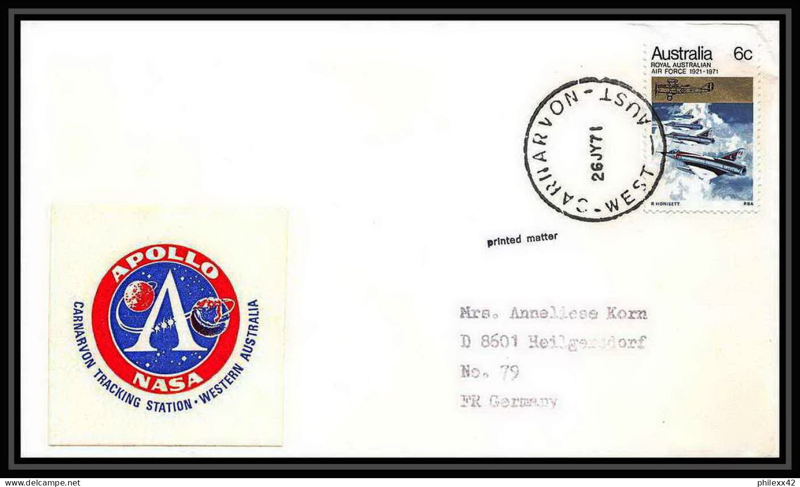 6136/ Espace (space Raumfahrt) Lettre (cover Briefe) 26/7/1971 Apollo 15 Australie (australia)  - Oceanía