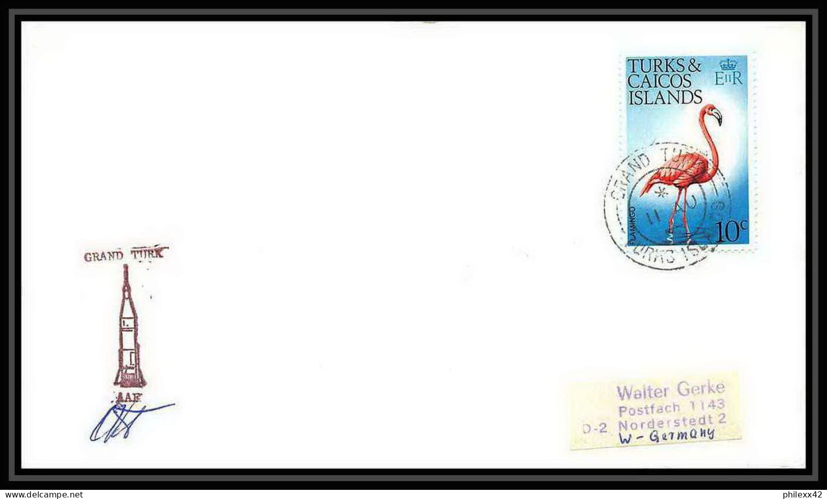 7096/ Espace (space) Lettre (cover) Signé (signed Autograph) 11/8/1973 Skylab 3 Grand Turk Turks And Caicos - South America