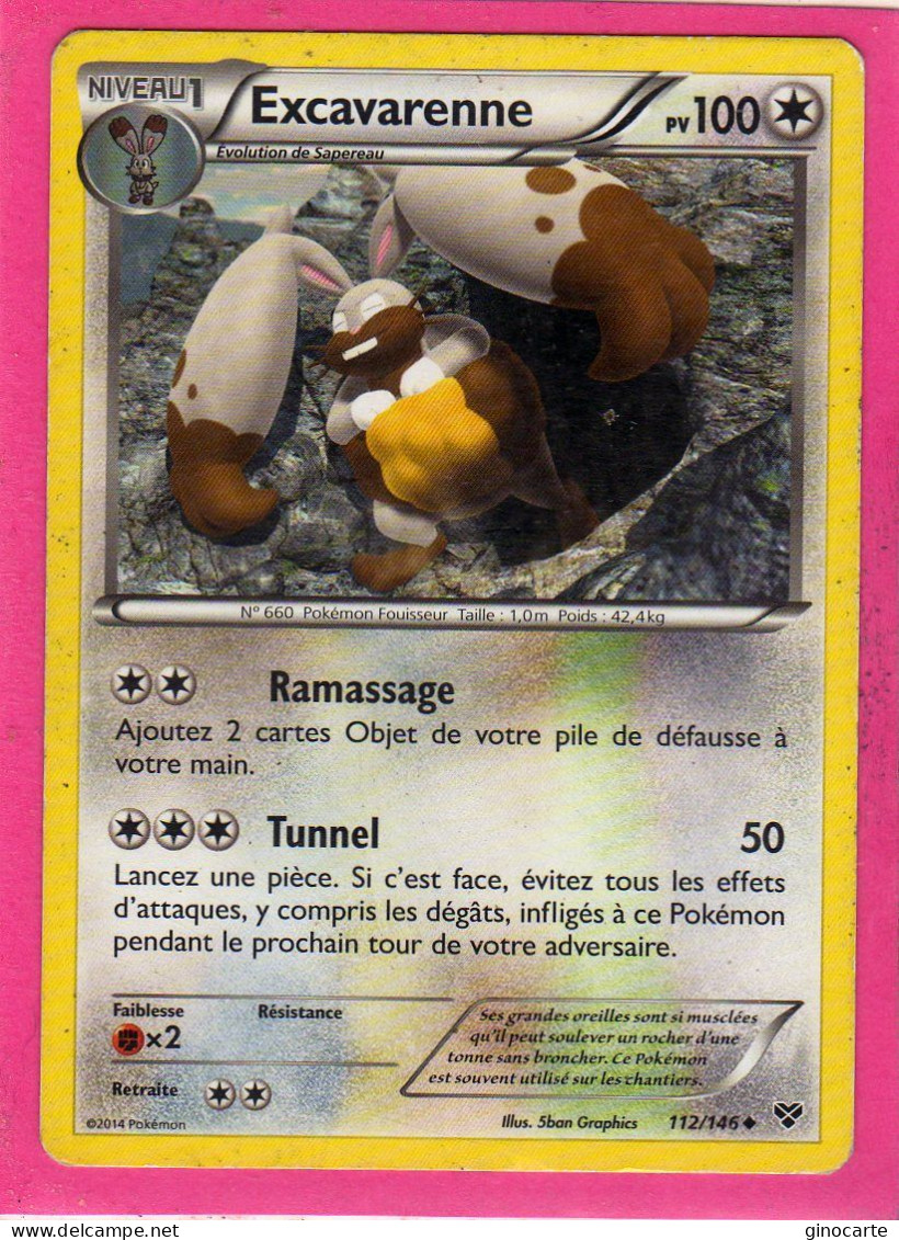 Carte Pokemon Francaise 2014 Xy Xy 112/146 Excavarenne 100pv Occasion - XY