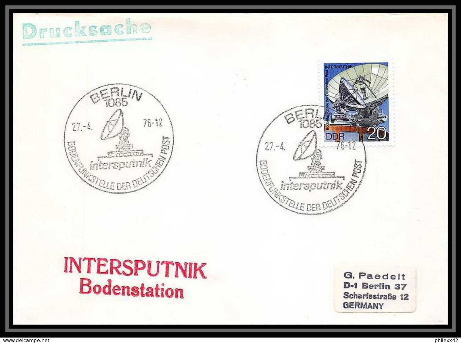 11133/ Espace (space Raumfahrt) Lettre Cover 27/4/1976 Spoutnik Sputnik Intersputnik Allemagne (germany DDR) - Europe