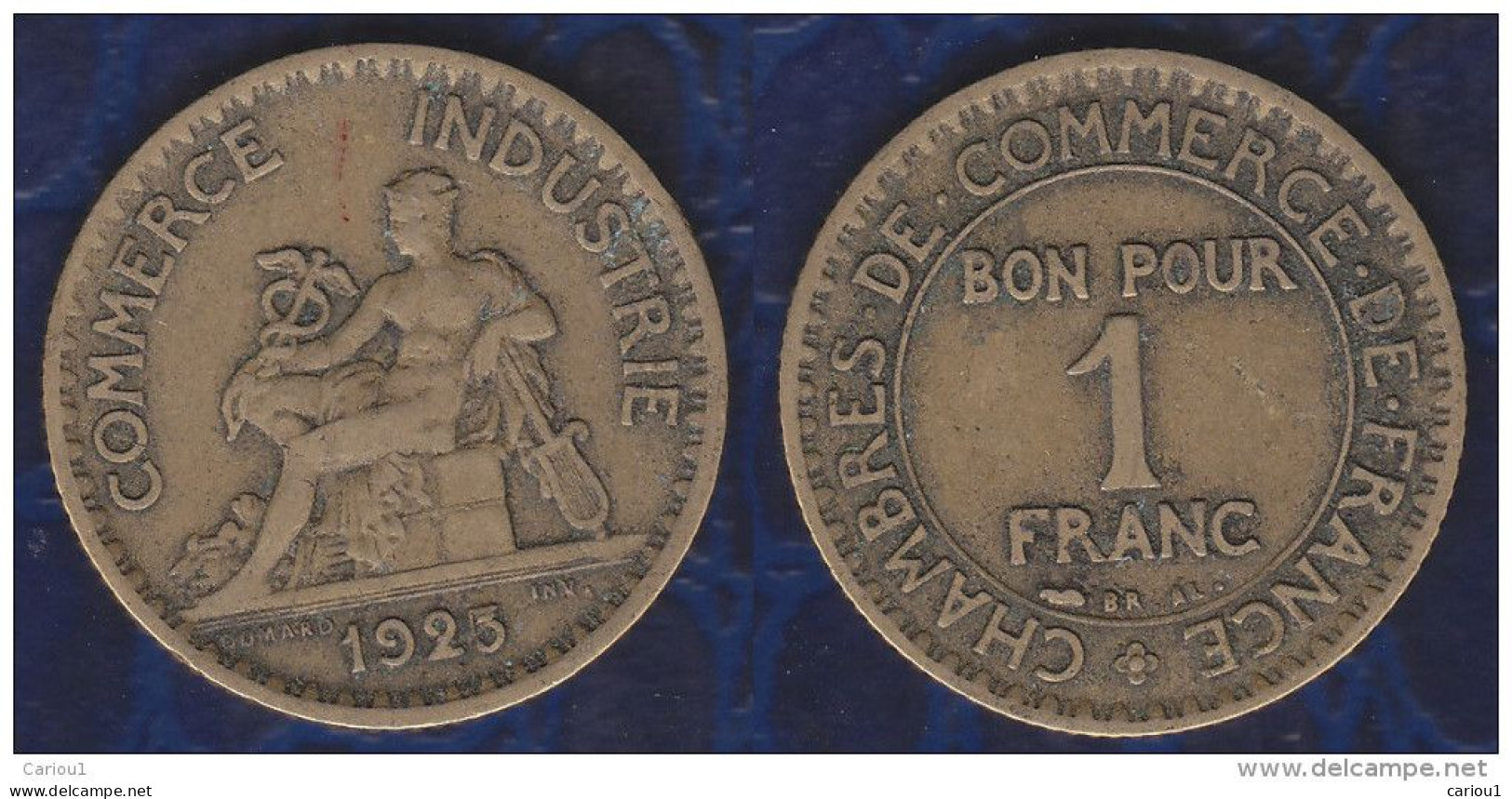 C1 France 1 FRANC CHAMBRES DE COMMERCE Domard 1925 VARIANTE Virgule Sur 5 - 1 Franc