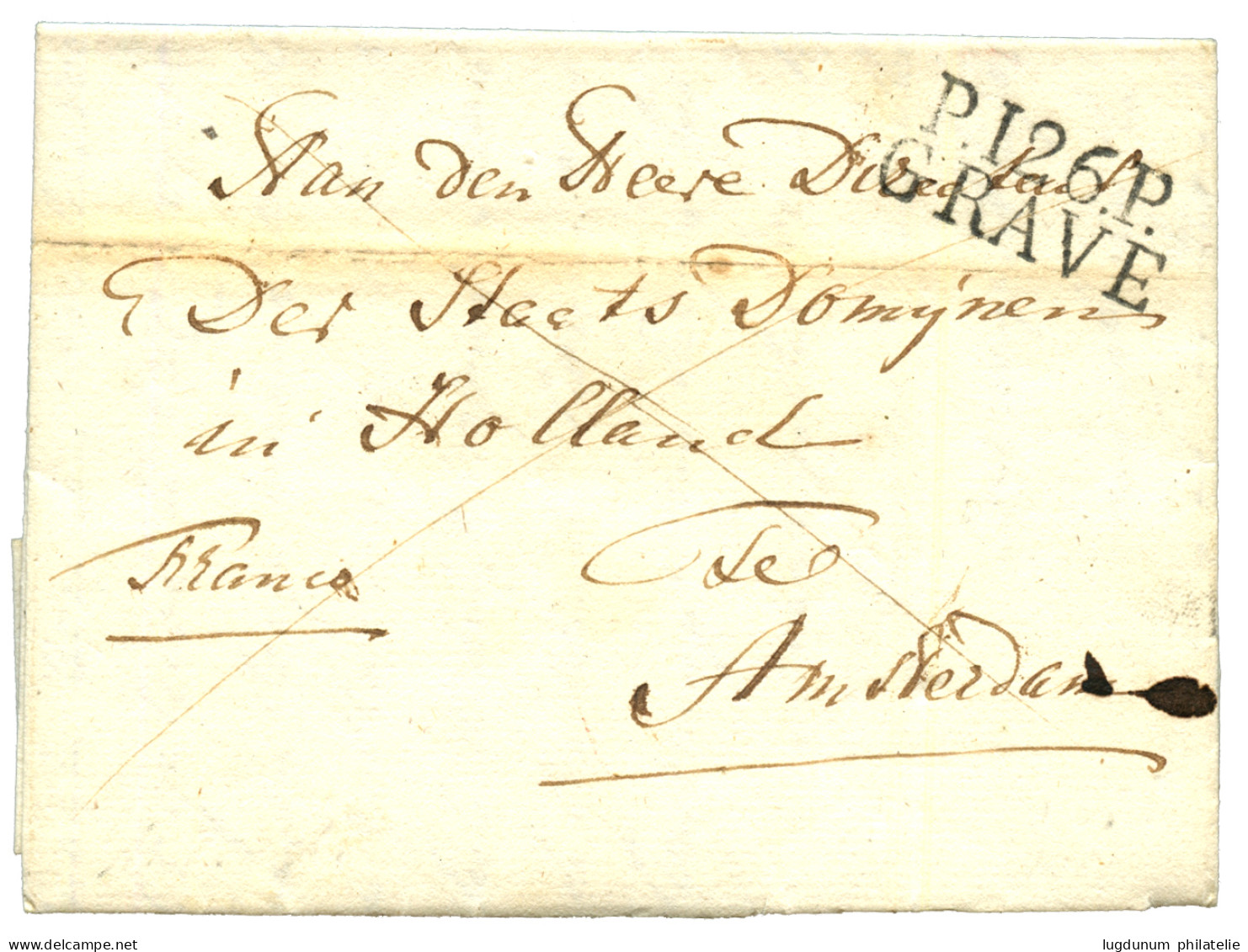 1811  P.126.P GRAVE Sur Lettre Avec Texte Pour AMSTERDAM. RARE. Superbe. - 1792-1815: Conquered Departments