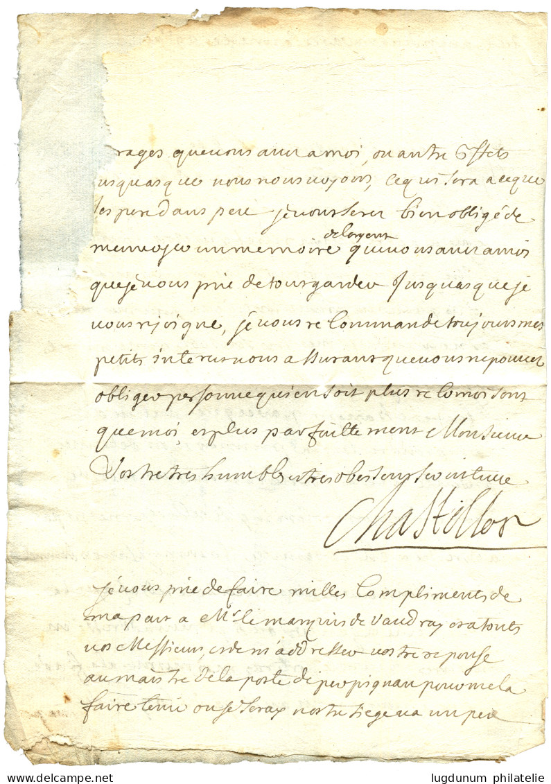 EXPEDITION D' ESPAGNE ( 1713-1715) : Cachet Rarissime DE L' ARM. DE CATALOGNE (Lenain N°SE36) Sur Lettre Avec Texte Daté - Armeestempel (vor 1900)