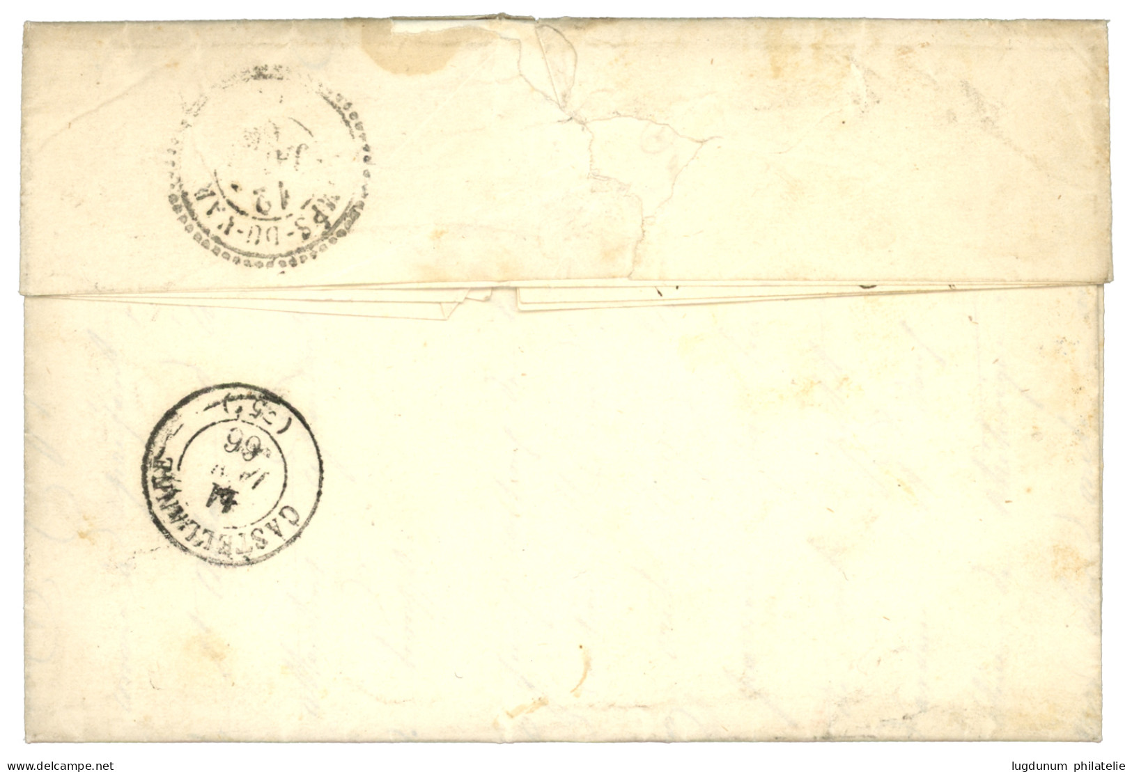 ALPES MARITIMES : 1866 10c (n°21) Obl. GC 751 (CASTELLANNE) + T.22 ST AUBAN (78) Sur Lettre Avec Texte Daté "AMIRAT 10 J - 1863-1870 Napoleon III With Laurels