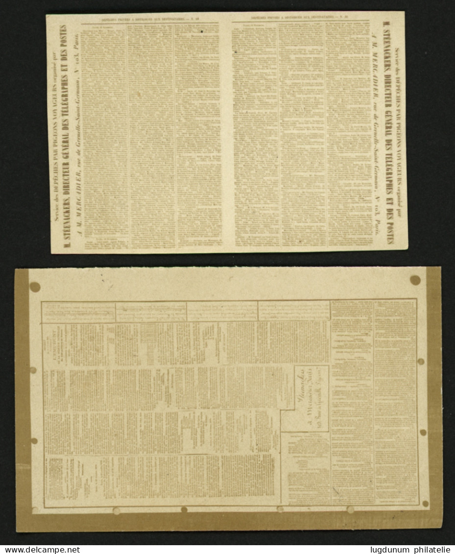 PIGEONGRAMME - SIEGE De PARIS :  Lot De 2 PIGEONGRAMMES. Superbe. - Krieg 1870