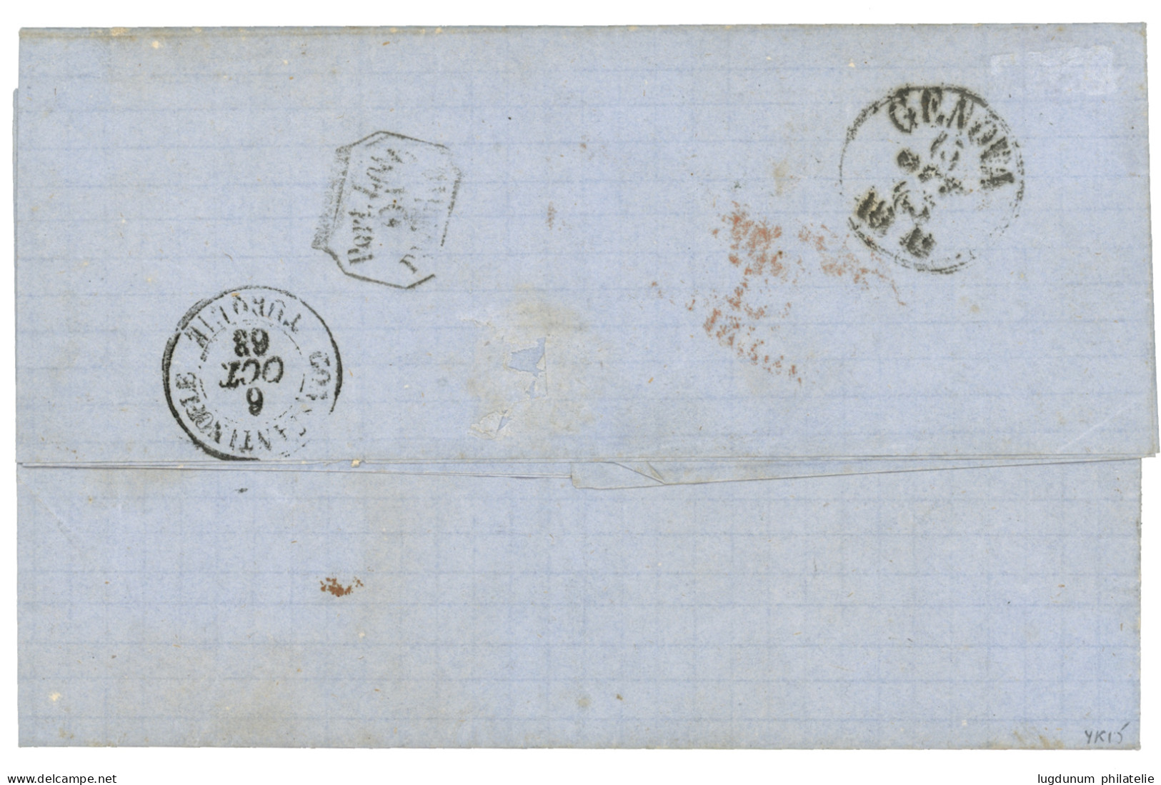 VARNA : 1863 80c (n°24) Pd Obl. GC 5103 + VARNA TURQ. D' EUROPE Sur Lettre Avec Texte Pour L' ITALIE. Superbe. - 1849-1876: Classic Period