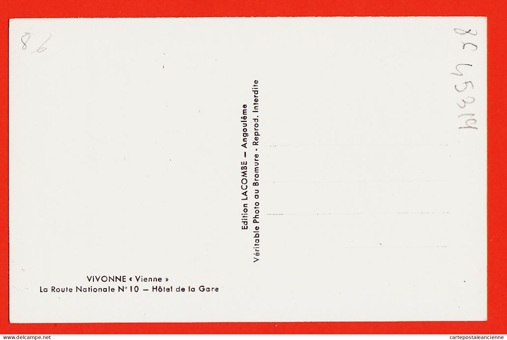 00239 ● VIVONNE 86-Vienne Station Service ESSO Route NATIONALE N°10 Hotel De La GARE 1940s Photo-Bromure LACOMBE  - Vivonne