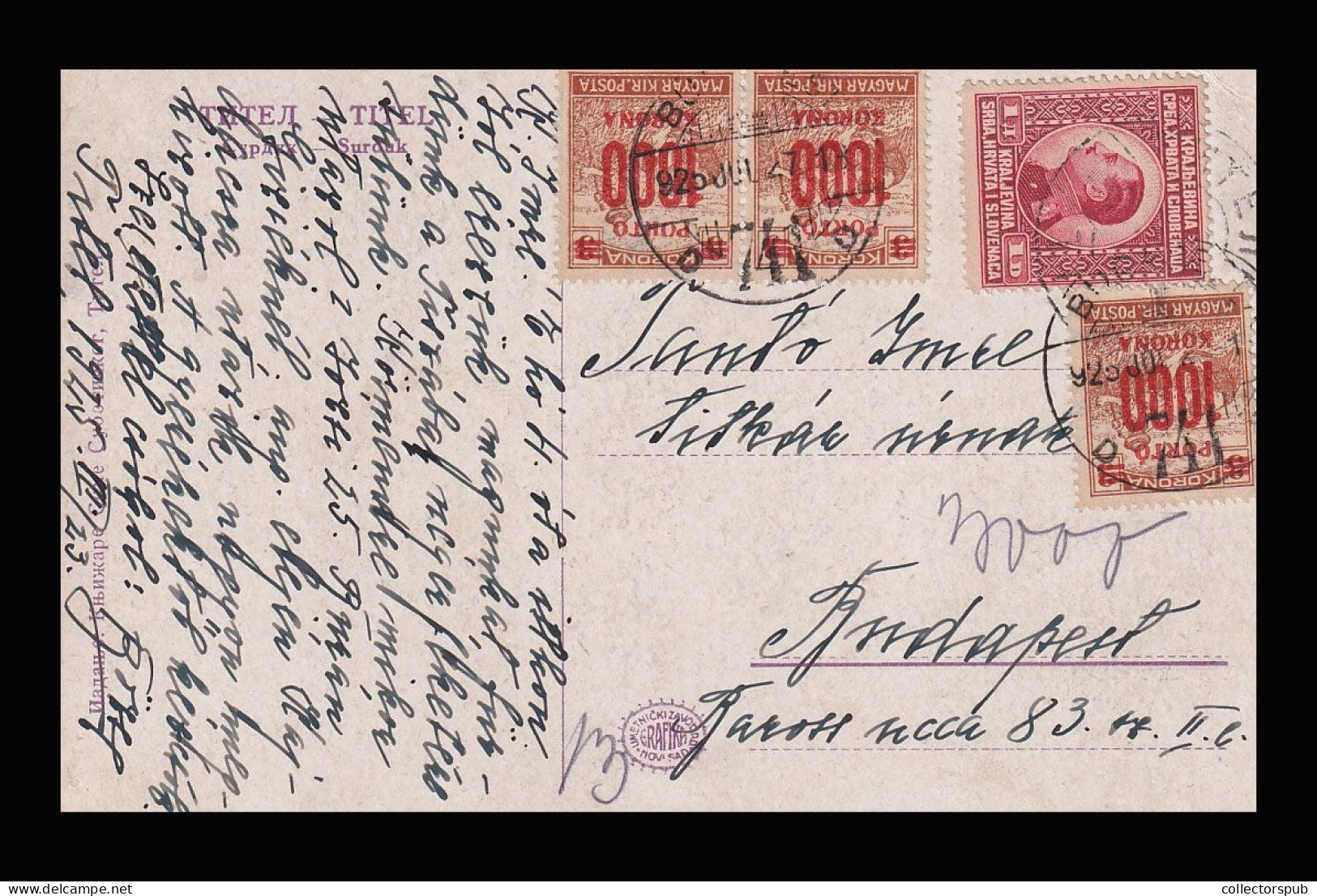 1925. Postcard From Yugoslavia With Postage Due Stamps - Lettres & Documents