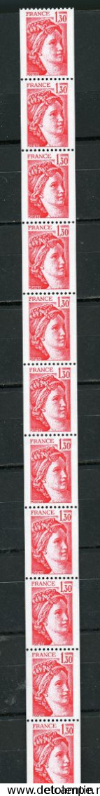 FRANCE -  1F30 Rouge SABINE ROULETTE DE 11 -  N° Yvert 74** - 1977-1981 Sabine (Gandon)