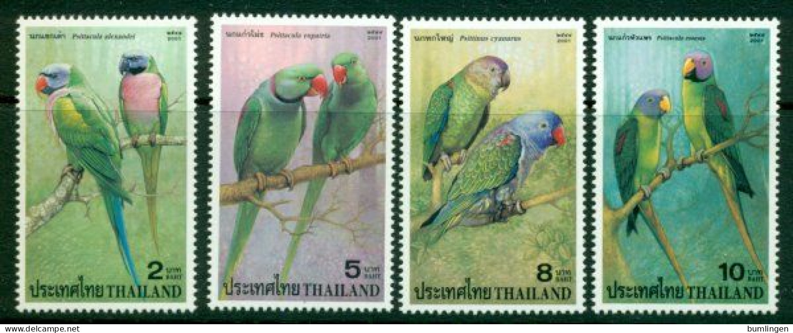THAILAND 2001 Mi 2056-59A** Parrots [B777] - Perroquets & Tropicaux