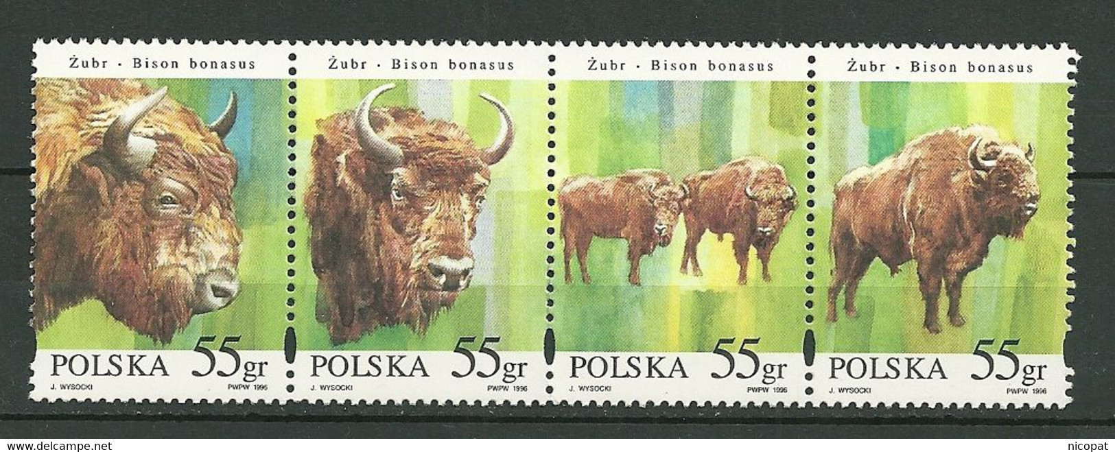 POLAND MNH ** 3415-3418 FAUNE. BISON. ANIMAL - Nuovi