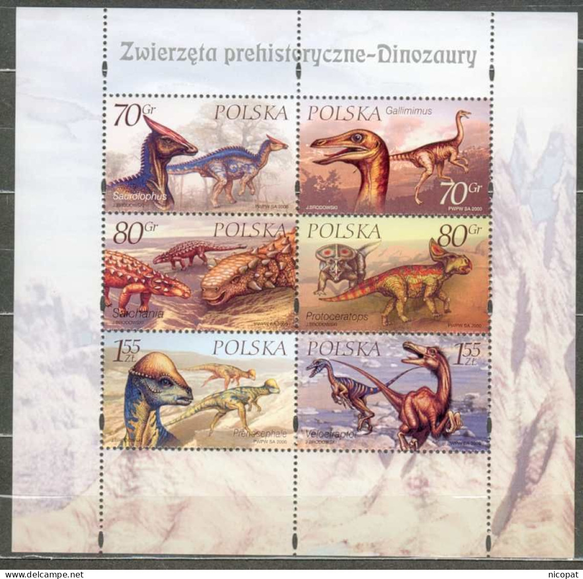 POLAND MNH ** 3586-3591 En Feuillet FAUNE PREHISTOIRE - Full Sheets