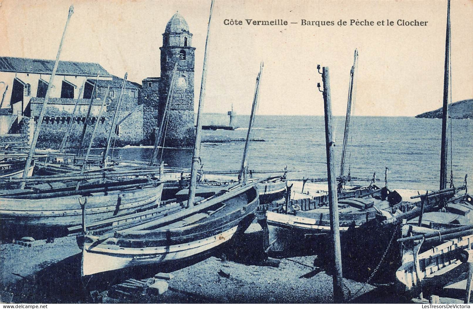 FRANCE - Côte Vermeille - Barques De Pêche Et Le Clocher - Vue Sur La Mer - Barques - Maison - Carte Postale Ancienne - Andere & Zonder Classificatie