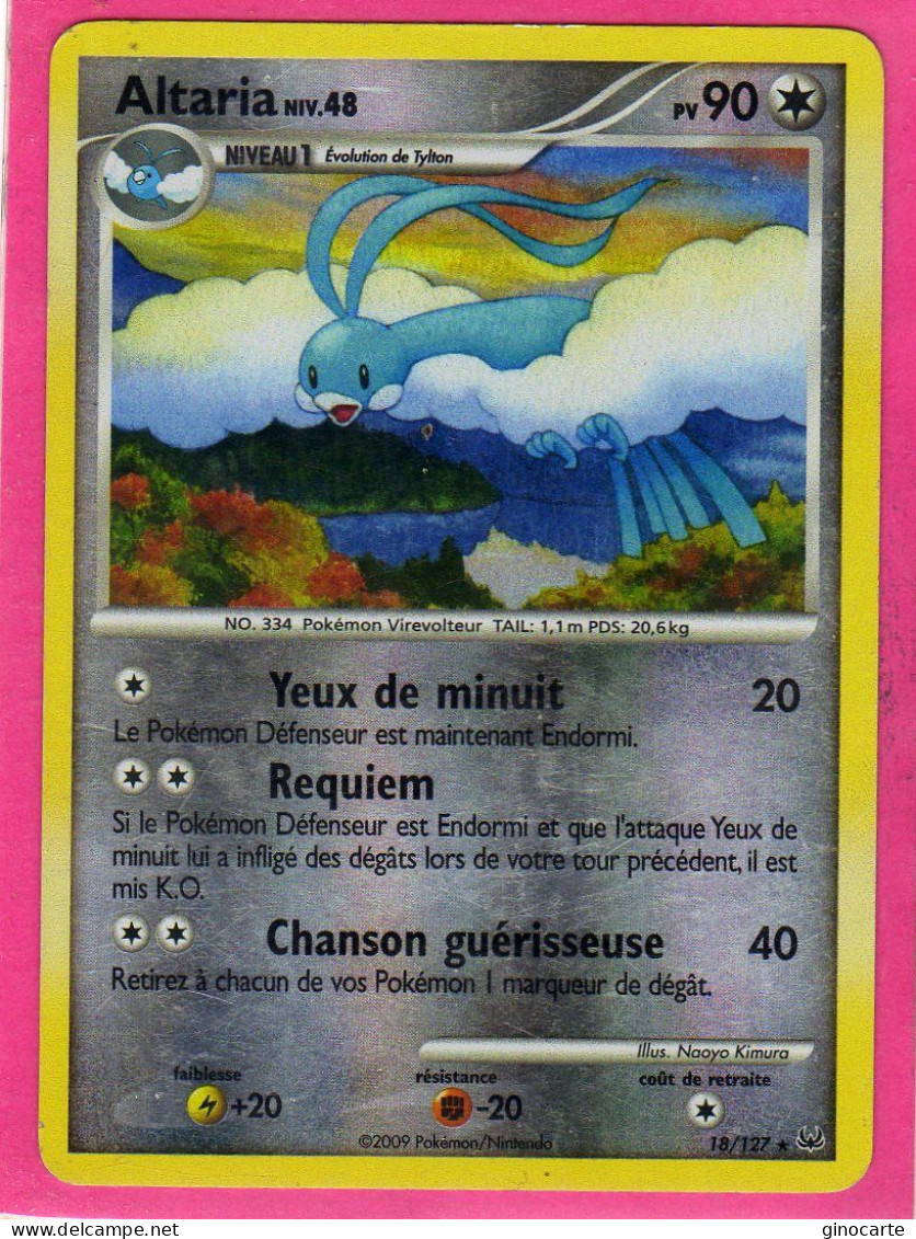 Carte Pokemon Francaise 2009 Platine 18/127 Altaria 90pv Brillante Occasion - Platin