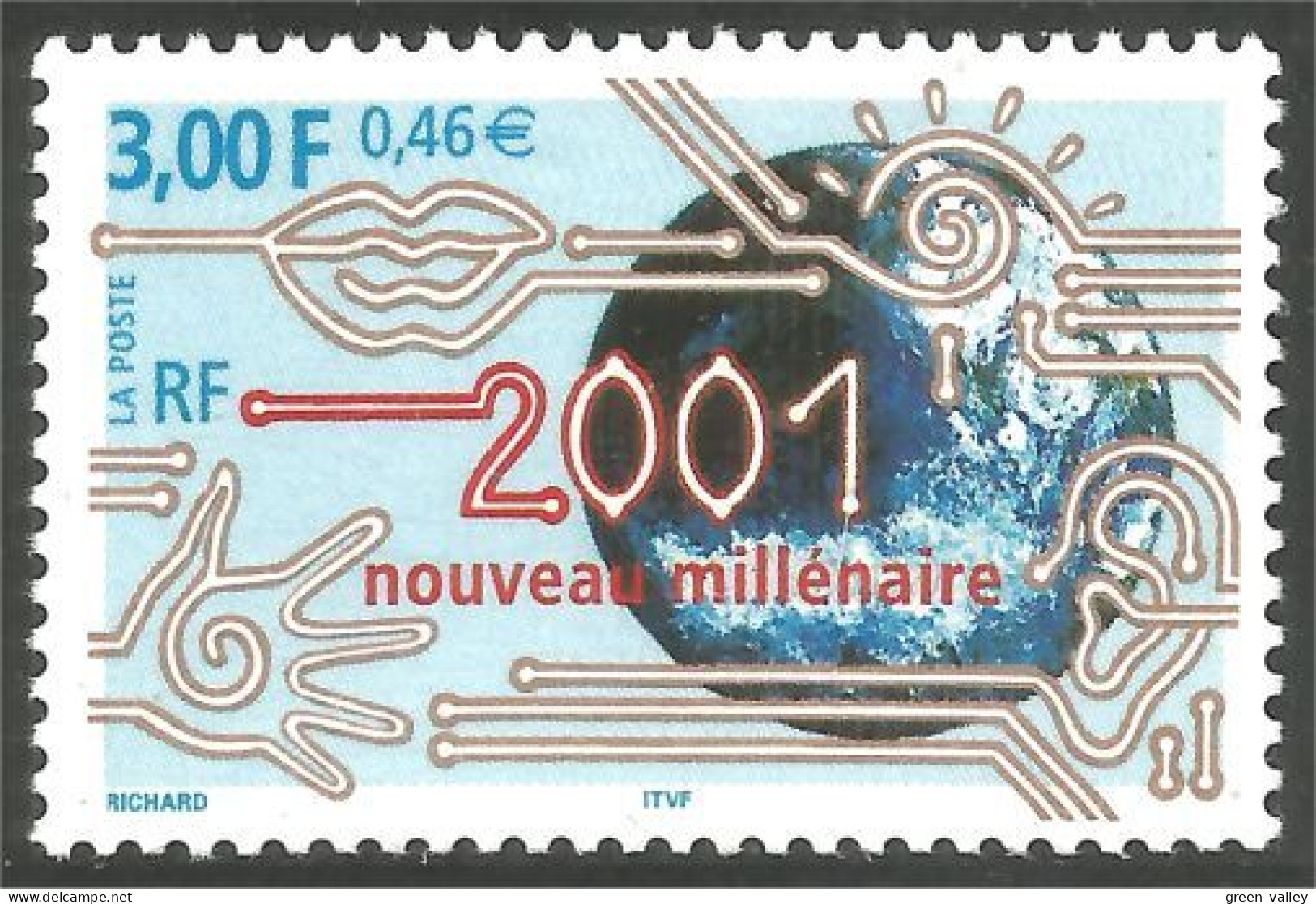 363 France Yv 3357 Nouveau Milléniare New Millenium Circuit Board MNH ** Neuf SC (3357-1d) - Computers